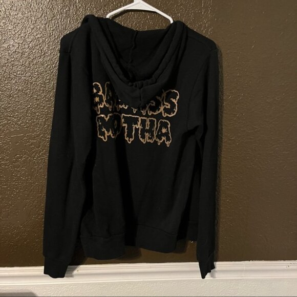 Black ‘Badass Motha’ Fleece Zip Down Hoodie by Her Little Wolves, Size Small - Picture 7 of 7